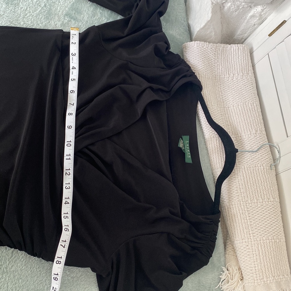 Lauren Ralph Lauren Dress 16 black v neck gathered on the side - Picture 9 of 12
